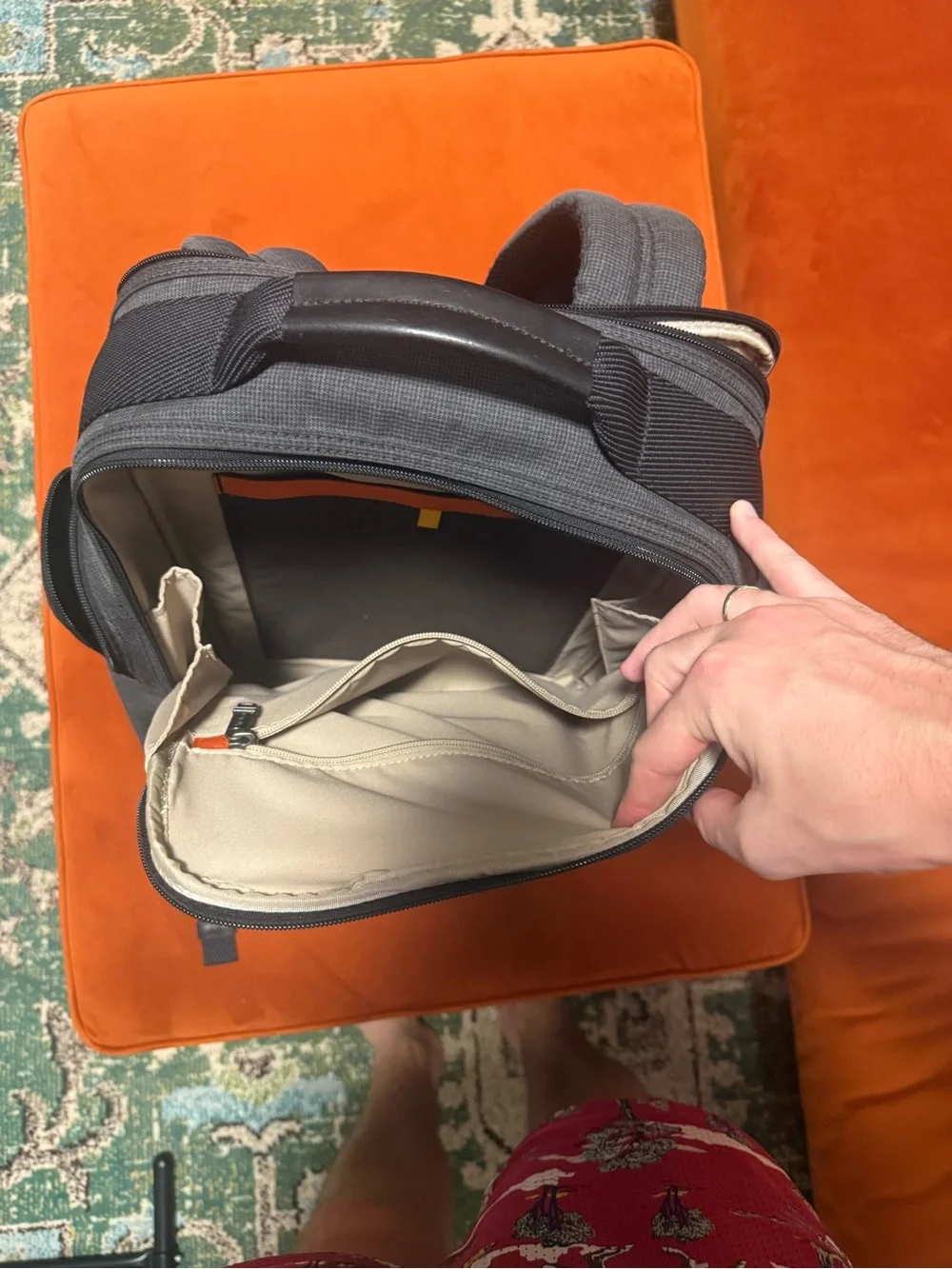 Tumi Charcoal Gray Men's Backpack with Front Organizer